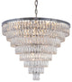 36" Chrome Metal Chandelier With Clear Crystals