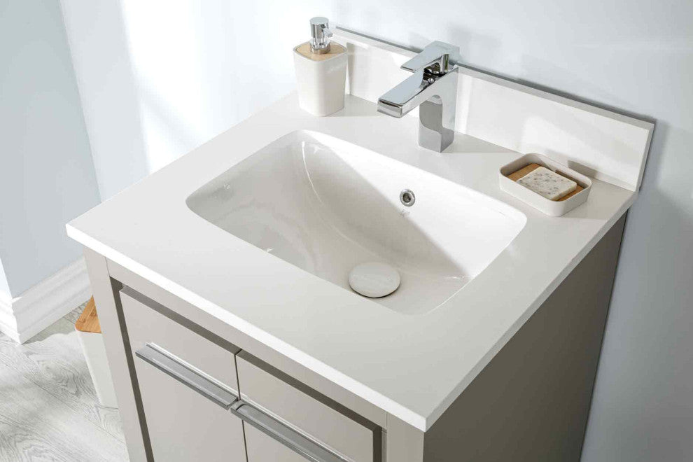 Mila Collection 24" Bathroom Vanity With Sink, Mirror, Countertop, Ash Gray