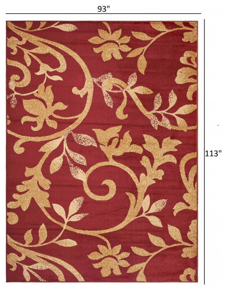 8" x 9" Red Filigree Vines Area Rug