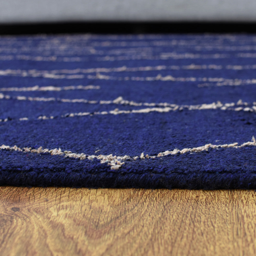 HAND KNOTTED LOOM SILK ECO-FRIENDLY AREA RUG-9'x12',Rectangle,Blue,Geometric