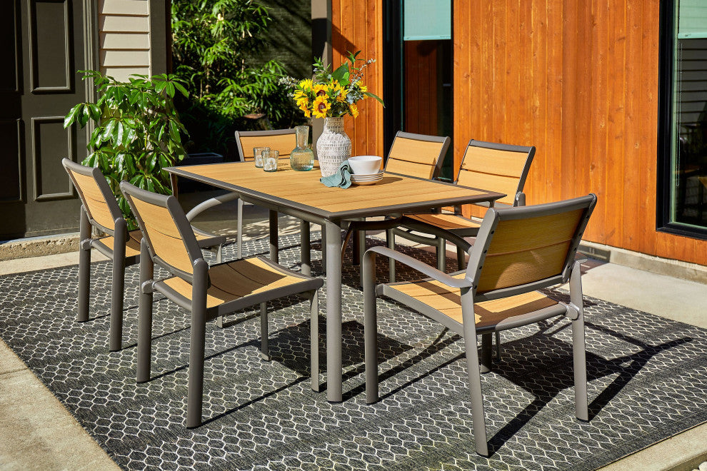 Harper All-Weather 34" x 66" Rectangular Outdoor Dining Table WithUmbrella Hole