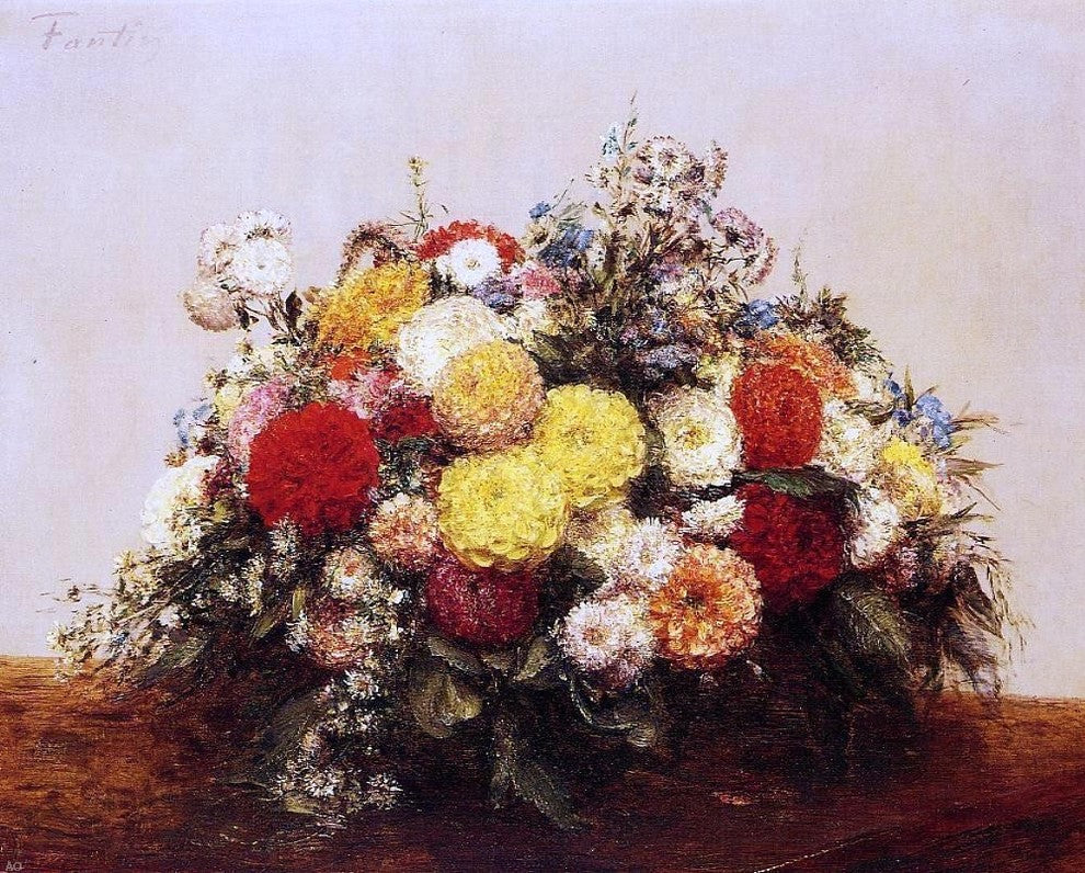 Henri Fantin-Latour Large Vase of Dahlias and Assorted Flowers Wall Decal