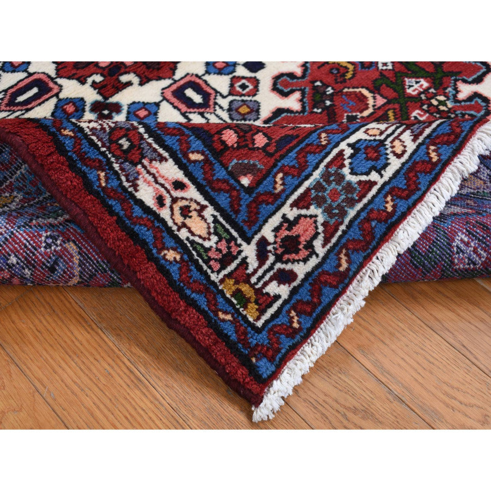 Maroon Red New Persian Hamadan Pure Wool Hand Knotted Oriental Rug 3'5" x 5'1"
