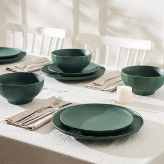 Stone Lain Rio Stoneware 24-Piece Dinnerware Set, Green