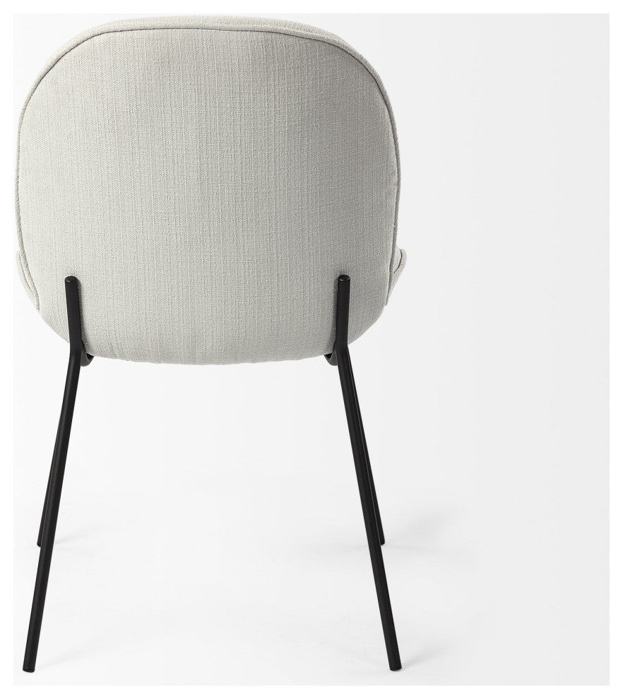 Black and White Flaired Seat Fabric Dining Chair