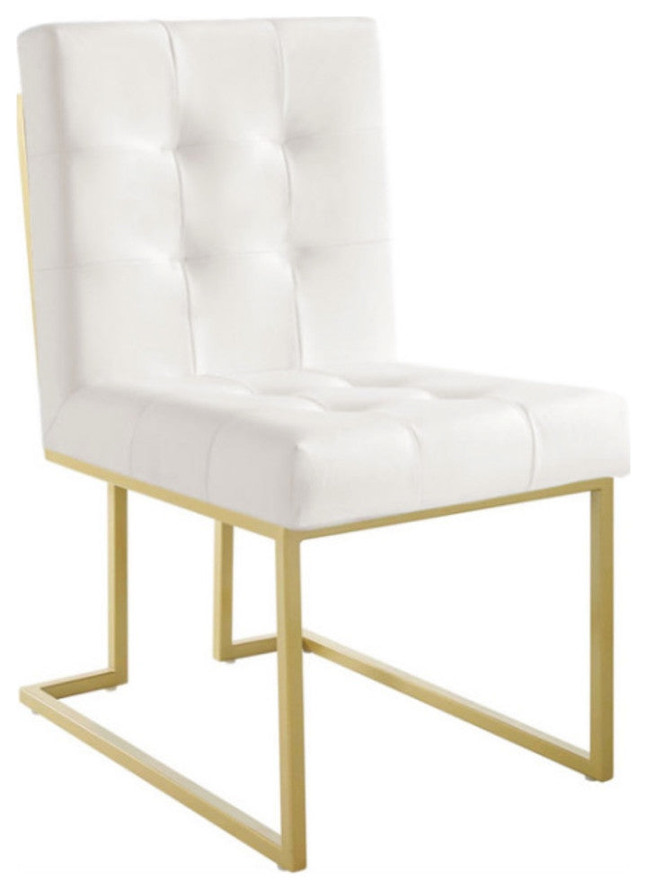 Pierre Gold Stainless Steel Dining Chair - Off White (Set of 2)