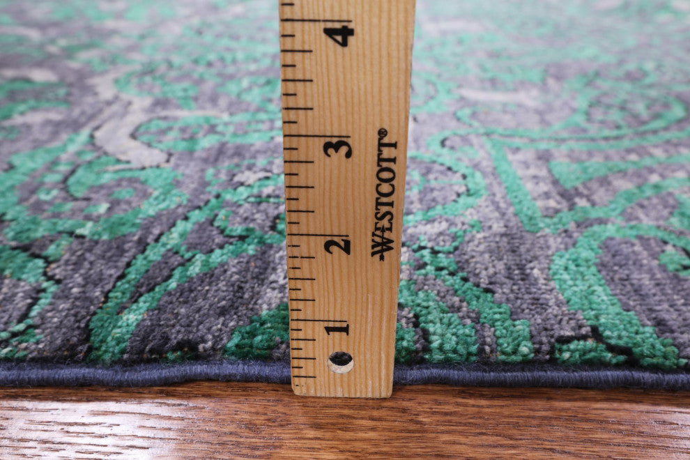 2' 7" X 8' 4" Runner Handmade William Morris Wool Rug Q4282