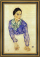 Egon Schiele Portrait Woman Blue Green Scarf