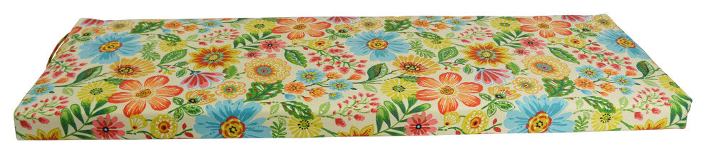 57"X19" Patterned Outdoor Spun Polyester Bench Cushion, Gregoire Chamomile