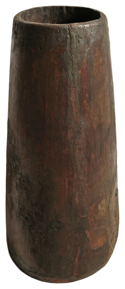 Consigned Old Naga Tall Wood Pot 4