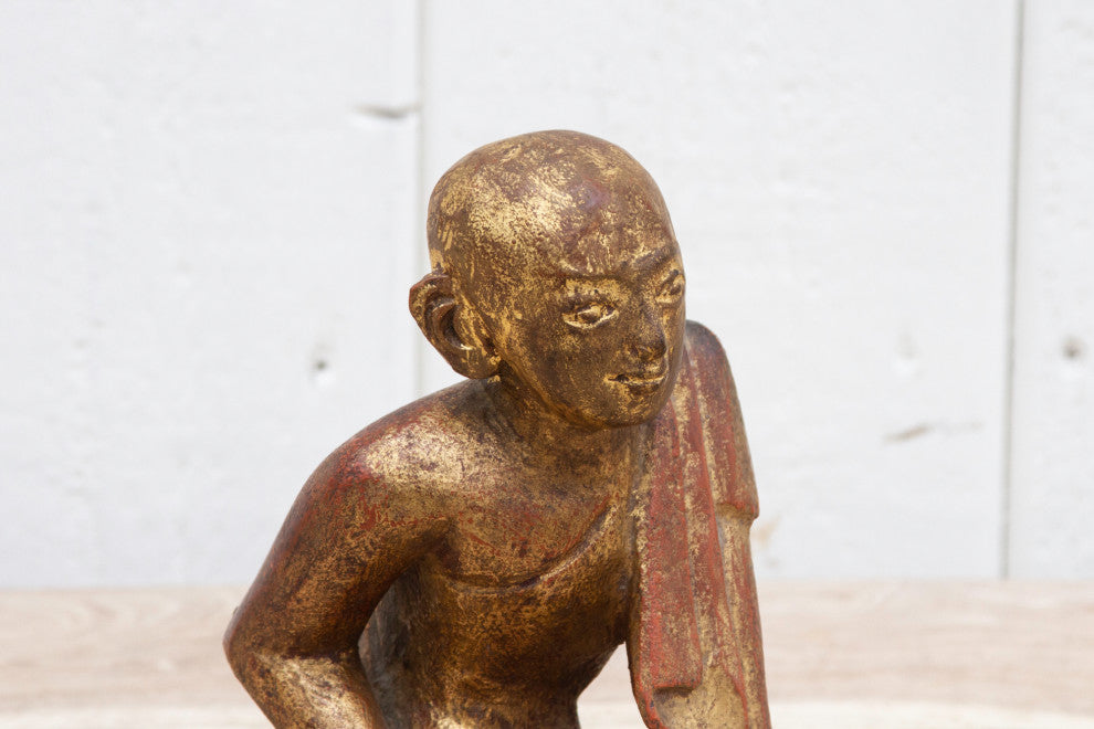 Small Carved & Painted Monk Figure