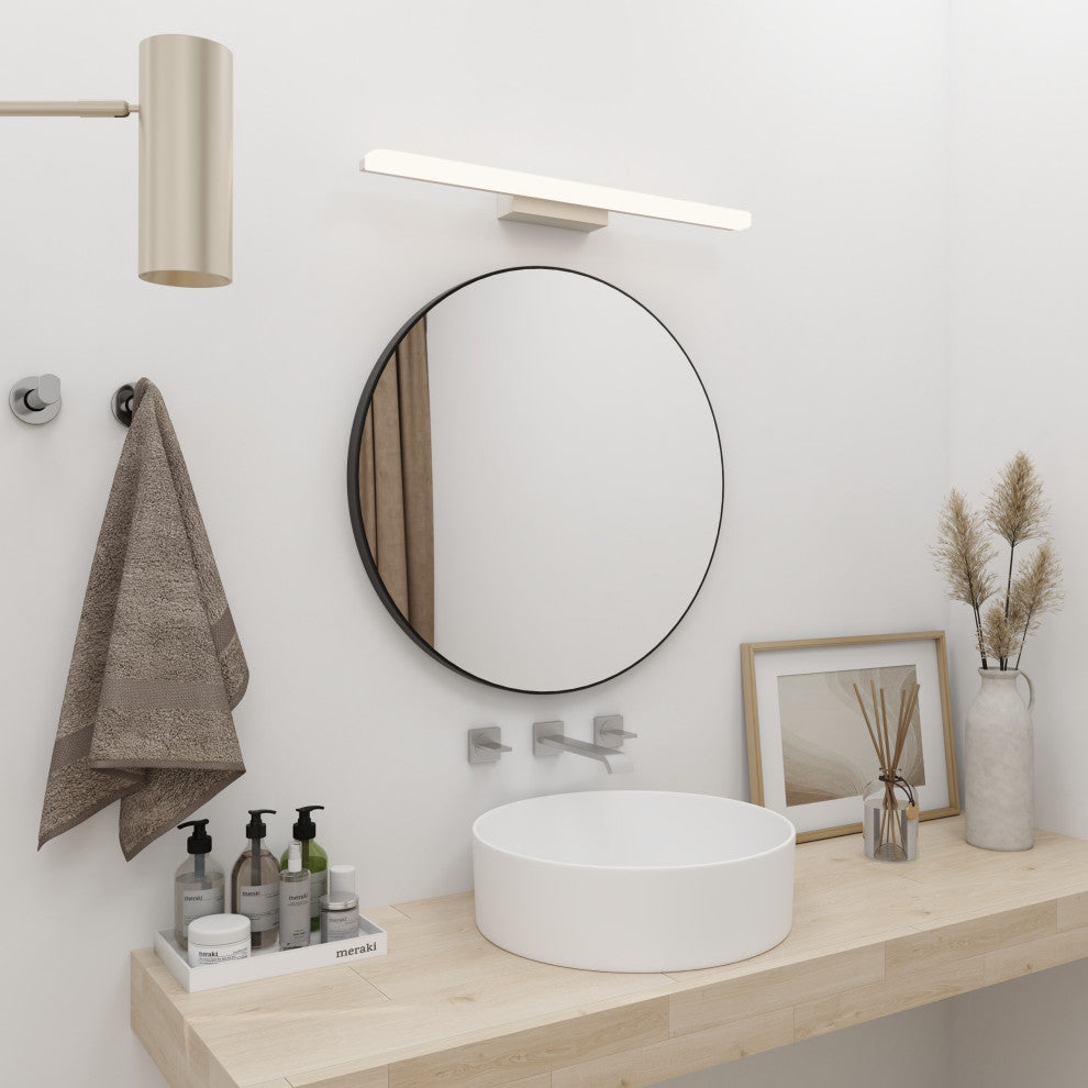 BNK 24 Inch Round Wall-Mirror, Black Metal Frame Wall Mounted Circle Mirror