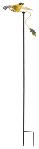 Metal Rustic Yellow Goldfinch Spinning Balancing Garden Stake Outdoor Yard Art
