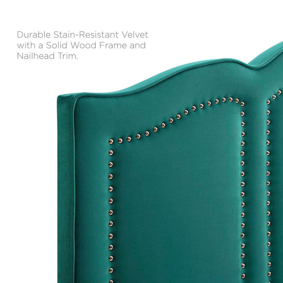 Headboard, King Size, Velvet, Teal Blue, Modern Contemporary, Bedroom Master