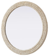 Home Living Round Cornhusk Mirror 42x42, Linen White