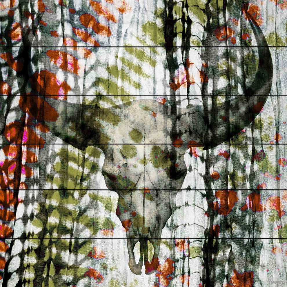 "Skull Paint" UV Ink Print on White Wood, 32"x32"