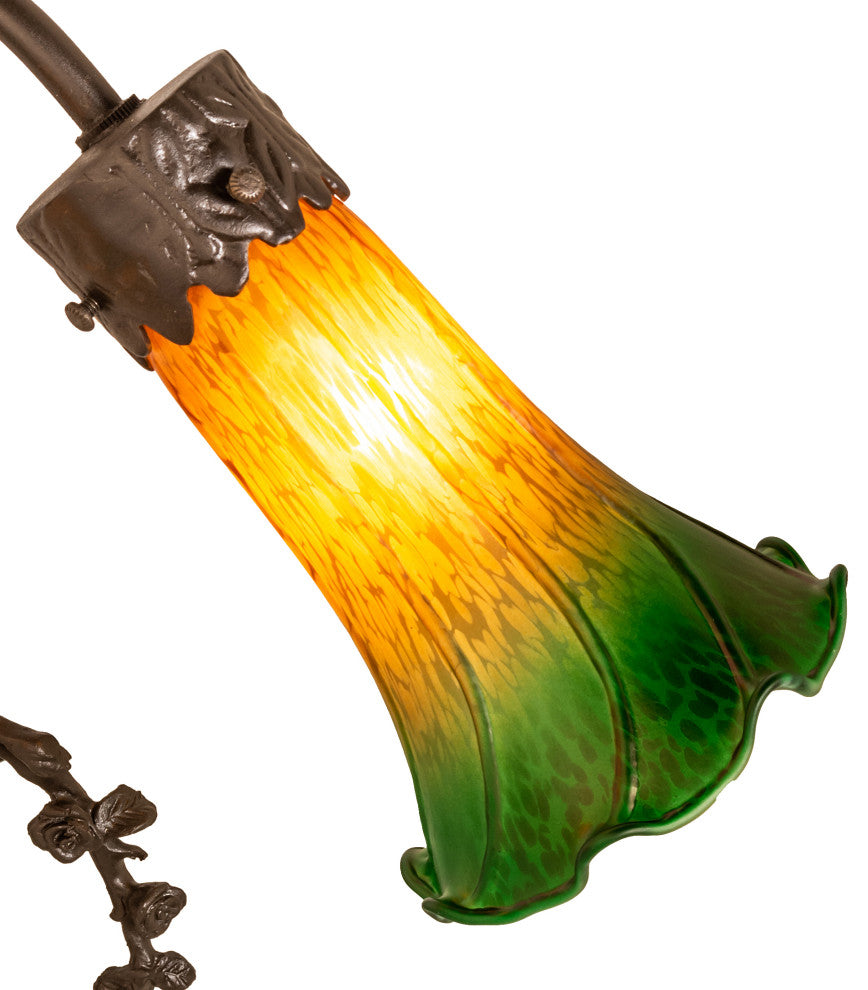 Meyda Lighting 11805 17"H Trellis Girl Lily Amber And Green 2-Light Accent Lamp