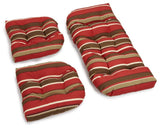 U-Shaped Spun Polyester Tufted Settee Cushion Set, Set of 3, Sangria