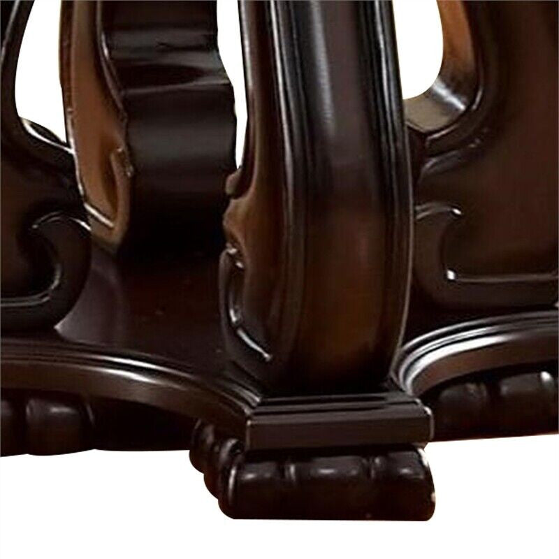 Benzara BM241377 End Table With Round Glass Top and Scrolled Body, Brown