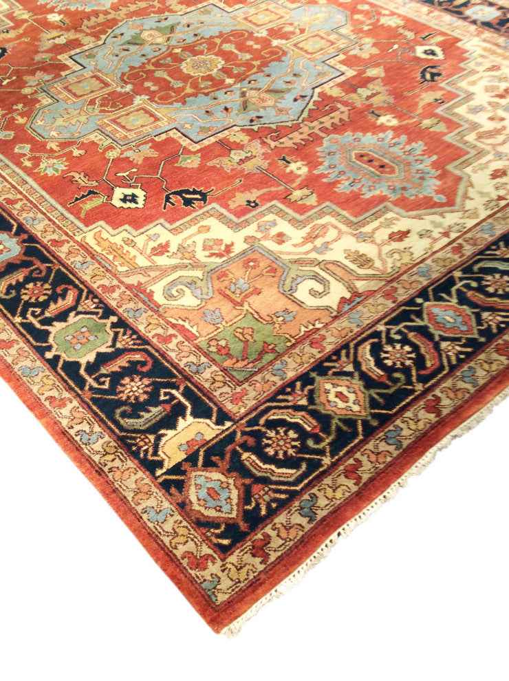 Pasargad Home Serapi Collection Hand-Knotted Rust Wool Area Rug, 8'x10'2"