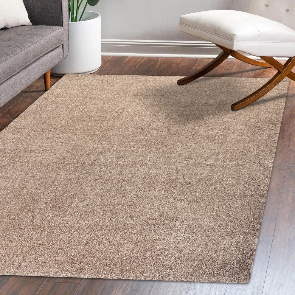 Haze Solid Low-Pile Beige 6 ft. x 9 ft. Area Rug
