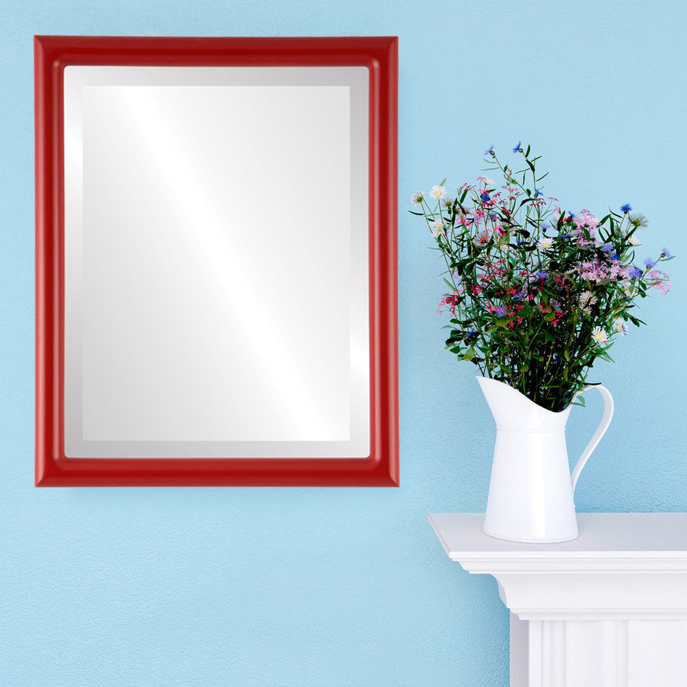 Pasadena Framed Rectangle Mirror, Holiday Red, 13"x17"