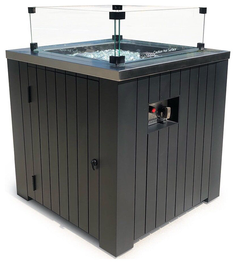 EvFires 24" Aluminum Propane Fire Pit Table, Fire Pit With Windguard