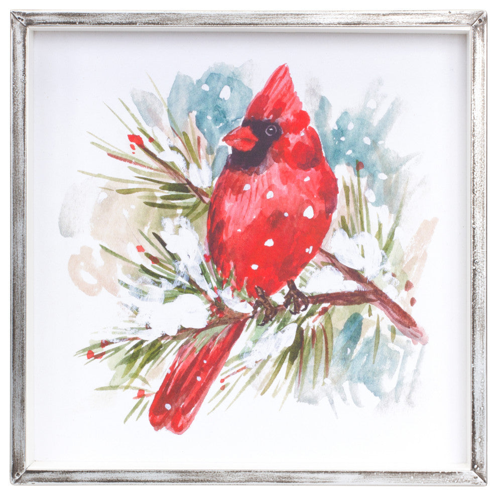 Framed Cardinal Pine Print, 2-Piece Set