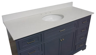 Aria 60" Bathroom Vanity, Marine Gray, Quartz, Single Vanity