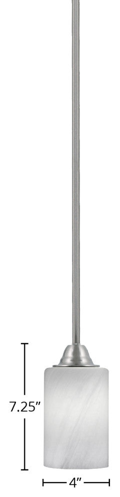 Paramount 1-Light Mini Pendant, Brushed Nickel, 4" White Marble Glass