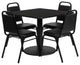 36" Round Walnut Laminate Table Set With 4 Ladder Back Chairs, Burgundy
