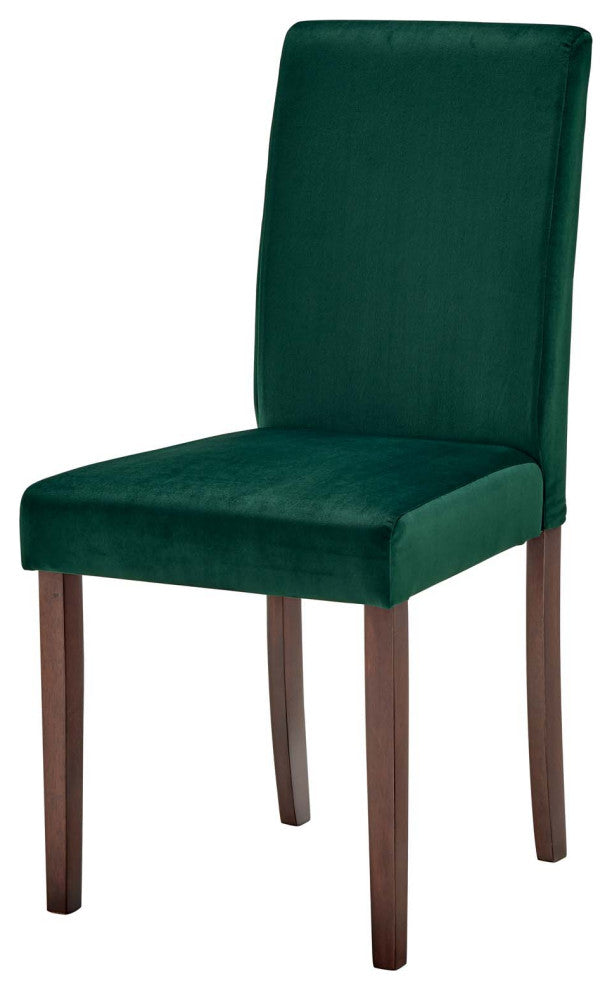 Side Dining Chair, Set of 2, Velvet, Wood, Green, Modern, Cafe Bistro Restaurant