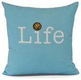 Life + Ball, Word Print Pillow, Blue, 16" x 16"