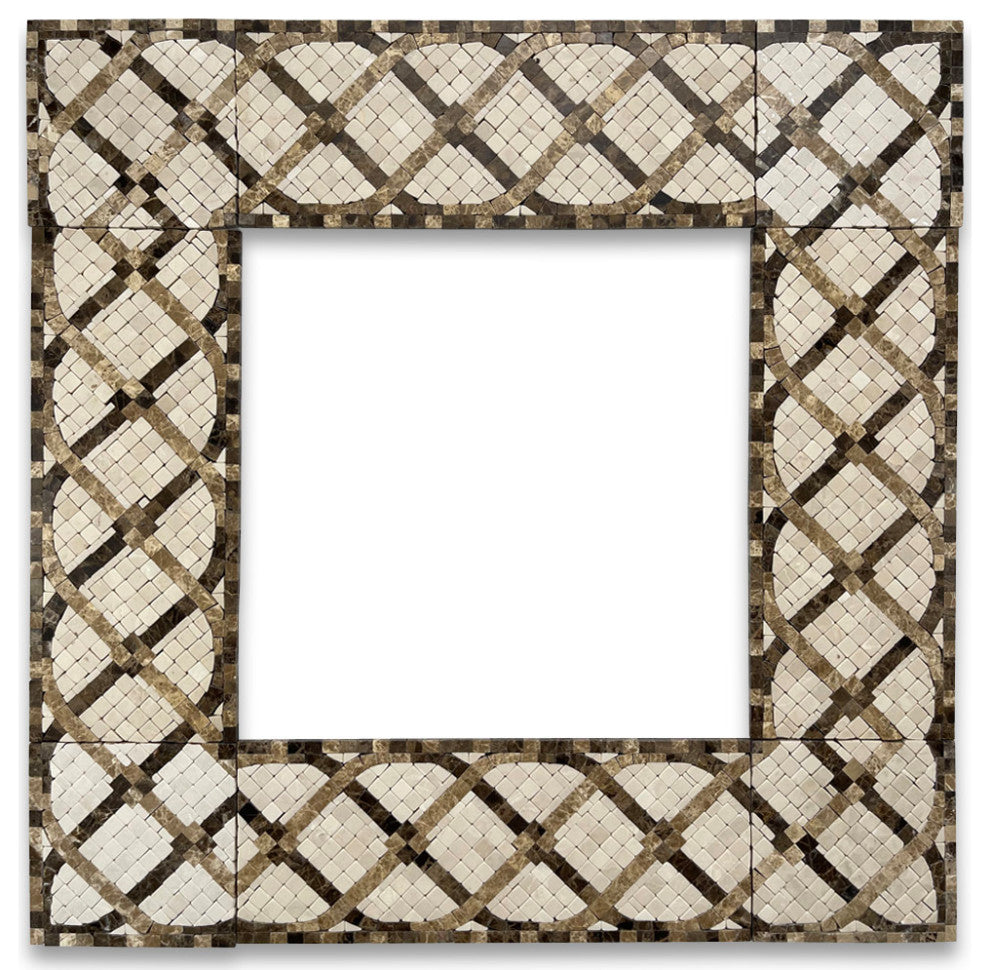 Marble Mosaic Border Listello Tile Petra Emperador 4.75x12 Tumbled, 1 piece