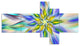 Dancing Blue Fractal Flower, Floral Canvas Art Print, 60"x32", 5 panels