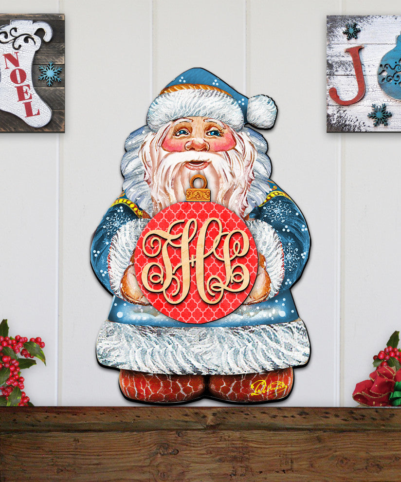 Merry Christmas Santa Red Ball Personalized Door Hanger