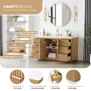 Cadiz Bath Vanity, Composite Stone Top, Washed Ash Grey, 60" Single Sink, No Mirror