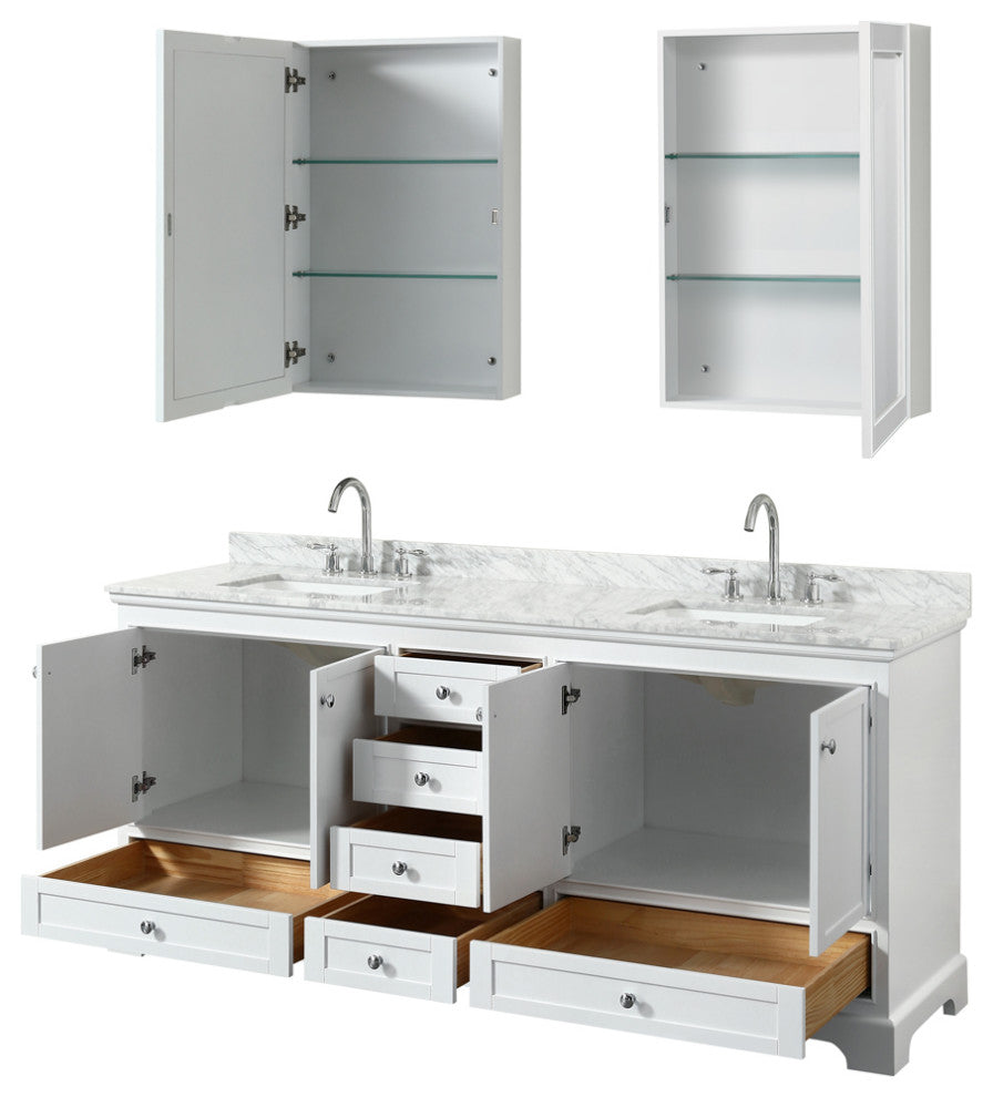 Wyndham WCS202080DWHCMUNSMED Double Vanity In White With Medicine Cabinets