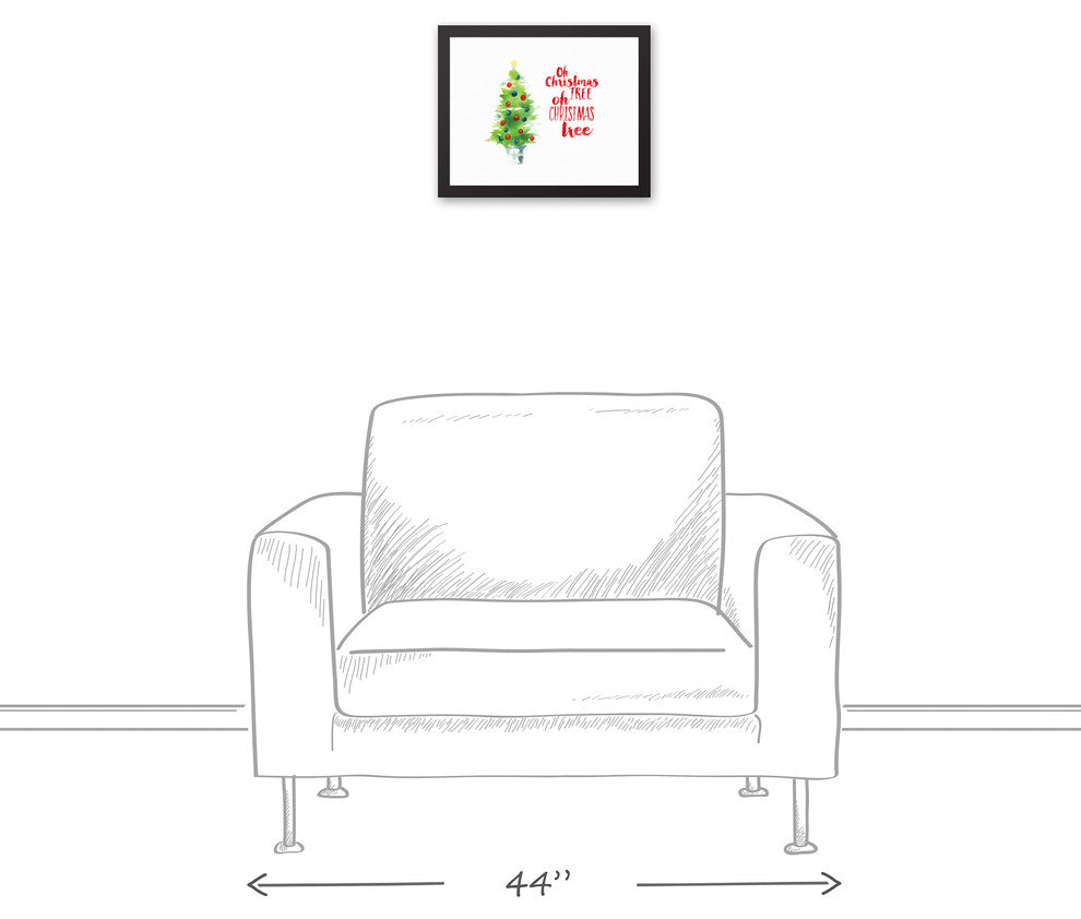 Oh Watercolor Christmas Tree 11x14 Black Framed Canvas