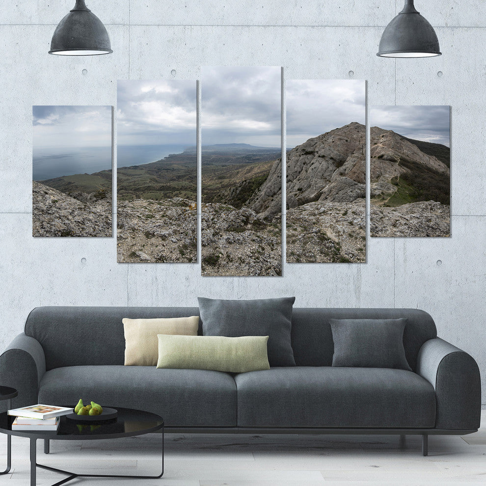 Rocky Mountain Peak Panorama, Landscape Canvas Art Print, 60"x32", 5 Panels