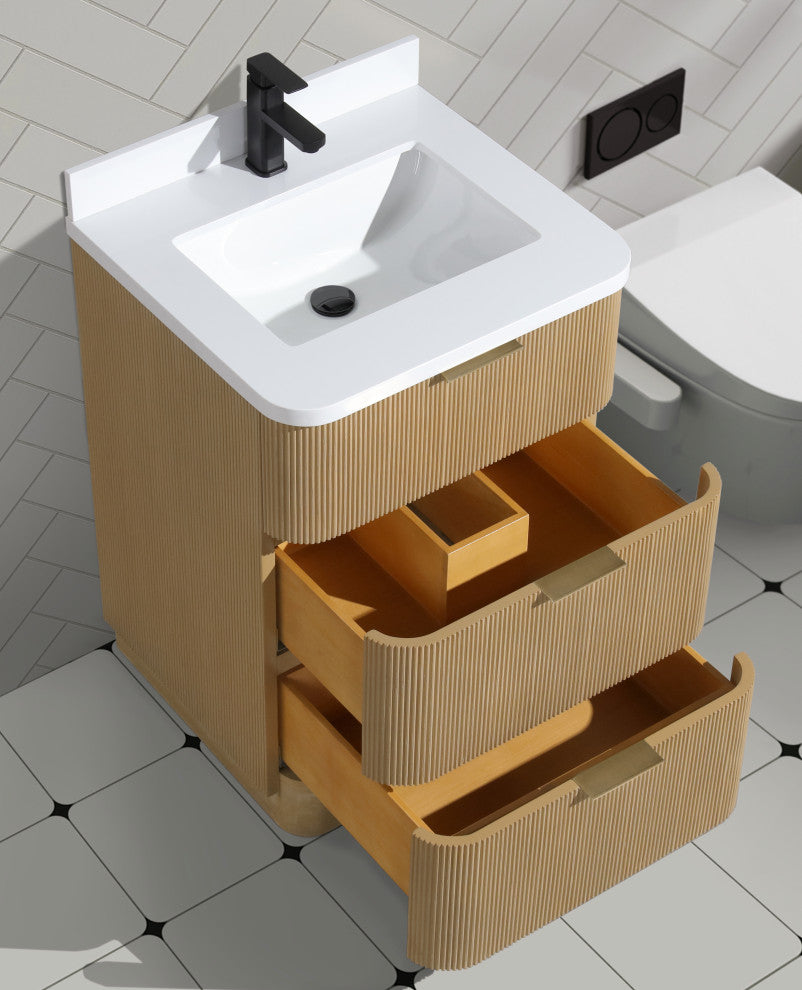 Ari Kitchen and Bath Calamigo 24" Freestanding Bathroom Vanity Oak