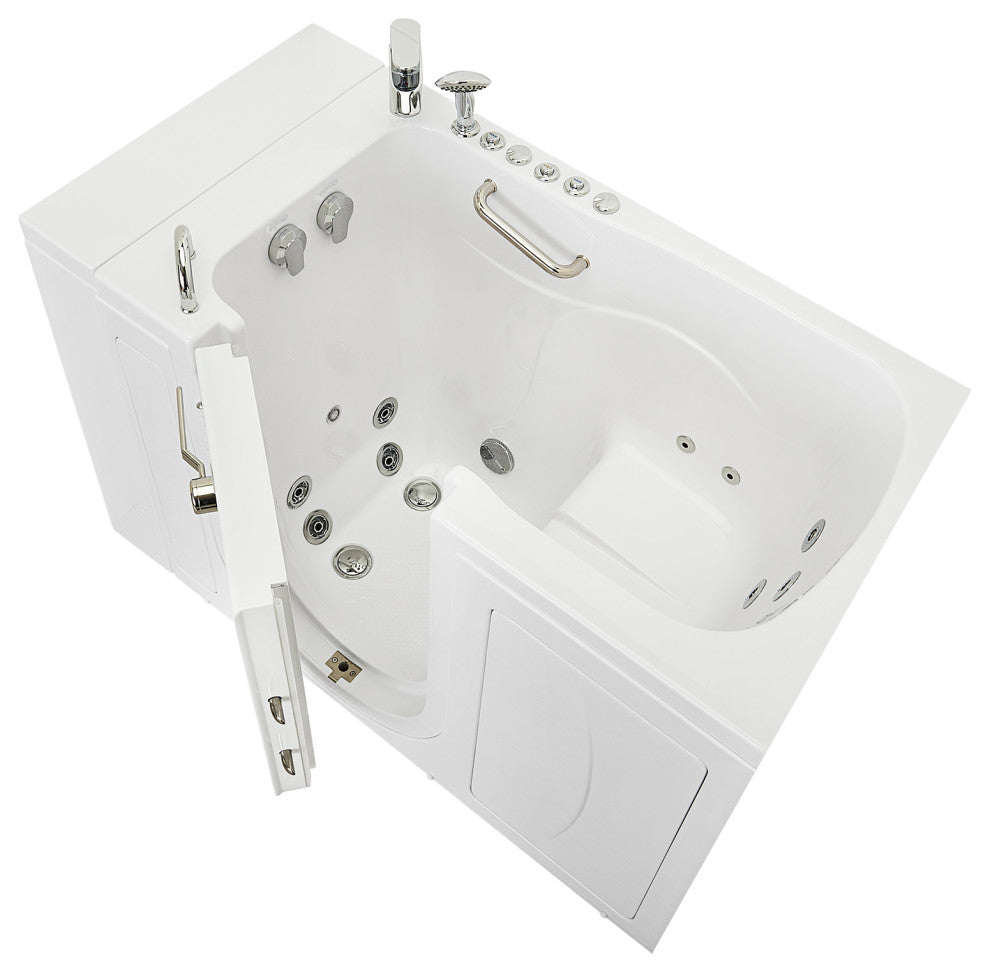 Ella Capri 30"x52" Air+Hydro Massage Walk-In Bathtub, Outward Swing Door, Faucet
