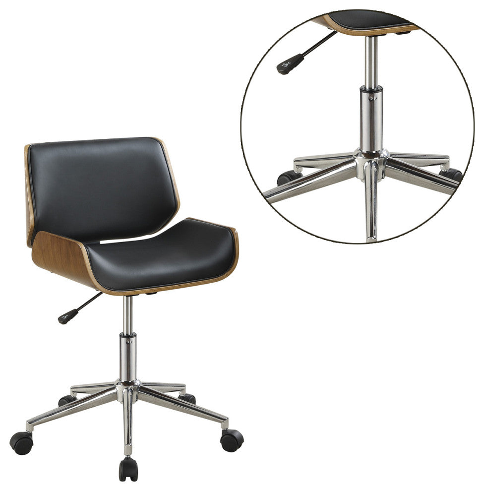 Adjustable Height Office Chair, Black And Chrome