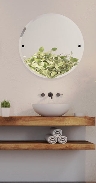 Sag Harbor Frameless Round Beveled Edge Tilt Mirror, Matte Black