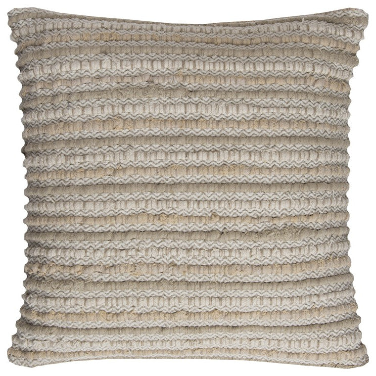Ivory Beige Nubby Texture Bands Throw Pillow