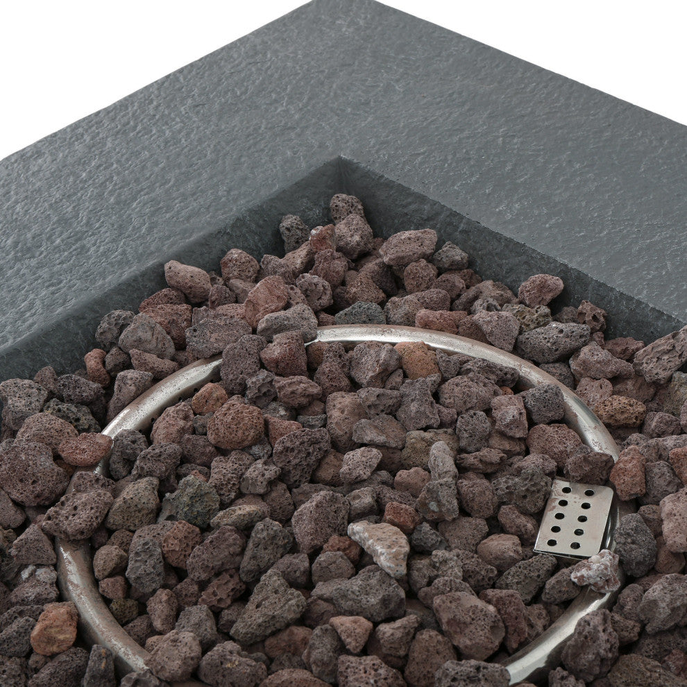 GDF Studio Crawford Outdoor Square Concrete Fire Pit with Tank Holder, Stone