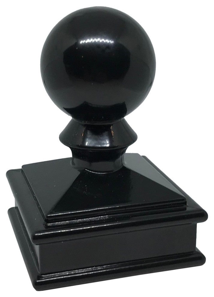 2"x2" Aluminium Ball Top Post Cap for Metal Posts, Pressure Fit, Black (DHBPC20)