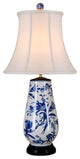 Chinese Blue and White Porcelain Vase Bird Motif Table Lamp 31"