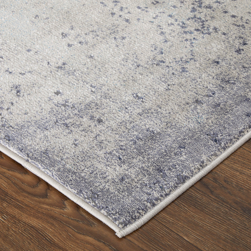Oria Industrial Abstract Area Rug, Ivory/Blue, 8'x10'