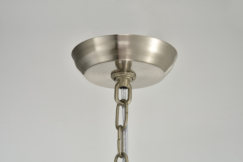 4-Light Brushed Nickel Lantern Pendant Chandelier 12 in.